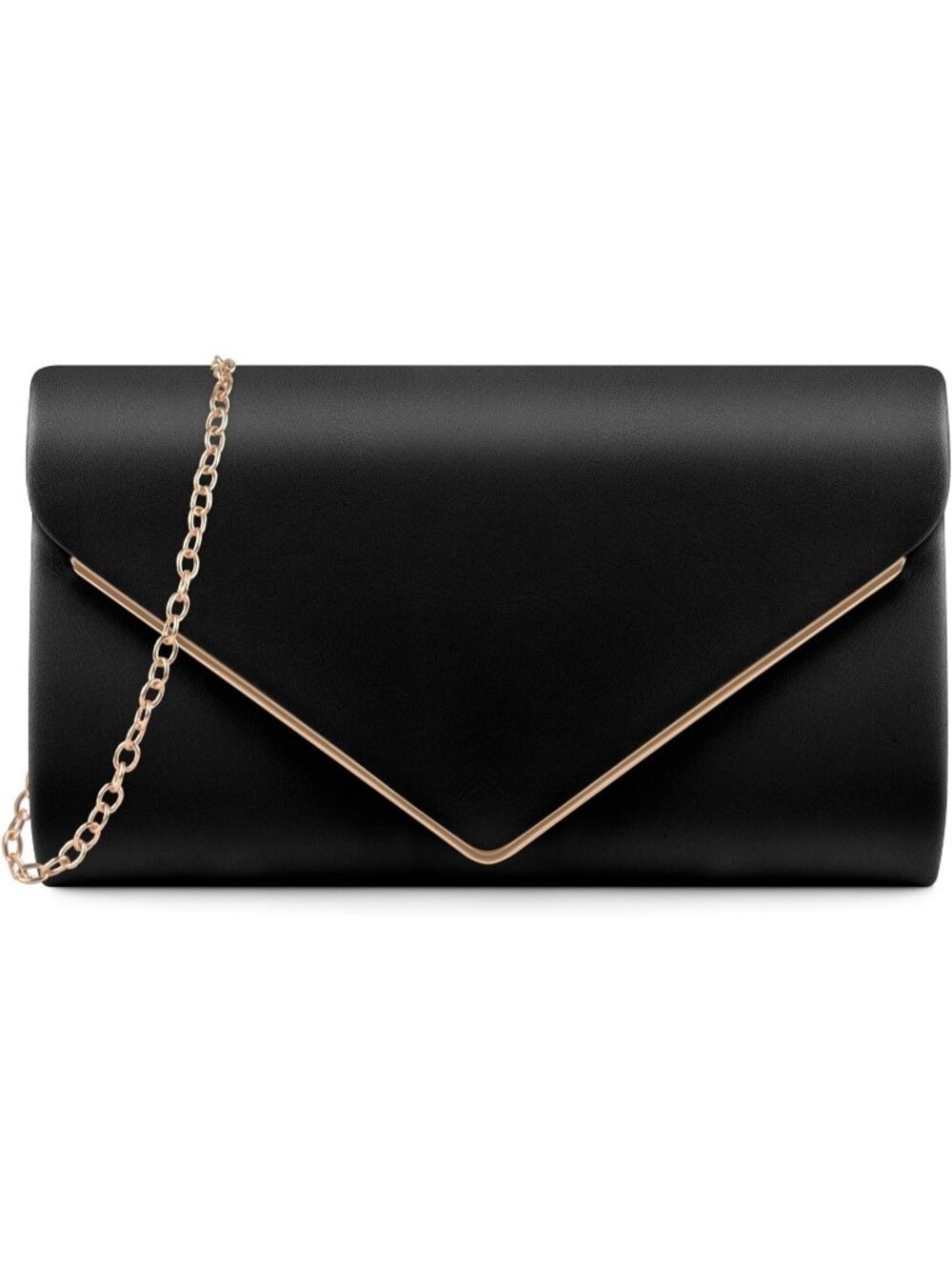 Women's Black Gold Pu Leather Clutch Purse Evening Party Wedding Shoulder Bag
